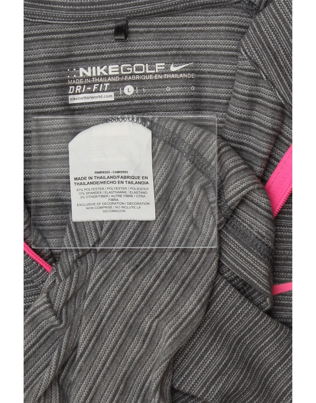 NIKE Womens Dri Fit Pullover Tracksuit Top UK 16 Large Grey Striped Vintage Nike and Second-Hand Nike from Messina Hembry 