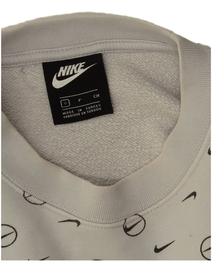 Женский укороченный свитшот большого размера с рисунком Nike UK 10, маленький серый