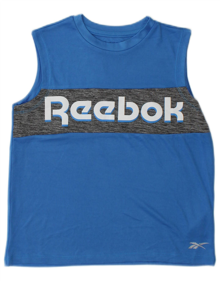 Жилет Reebok с рисунком для мальчиков, 10–11 лет, синий, полиэстер с цветными блоками