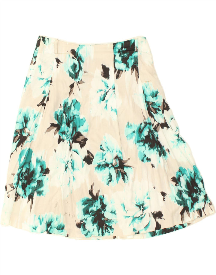 DANIEL HECHTER Womens A-Line Skirt UK 12 Medium W30  White Floral Cotton | Vintage Daniel Hechter | Thrift | Second-Hand Daniel Hechter | Used Clothing | Messina Hembry 