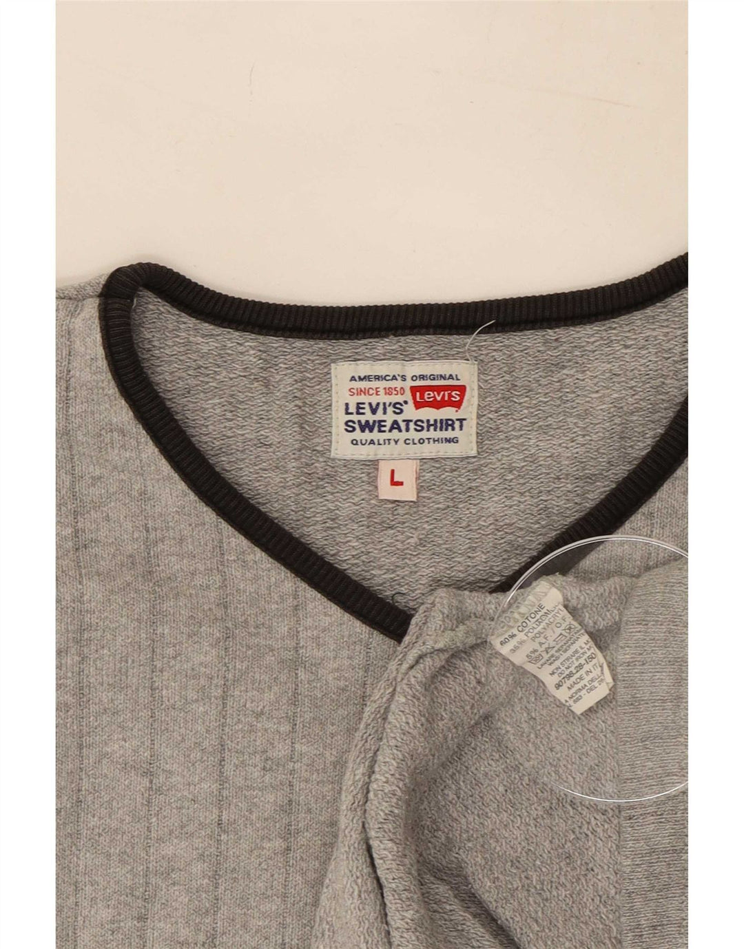 Мужской джемпер с v-образным вырезом Levi's, большой серый хлопковый свитер