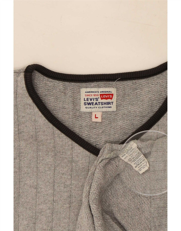 Мужской джемпер с v-образным вырезом Levi's, большой серый хлопковый свитер