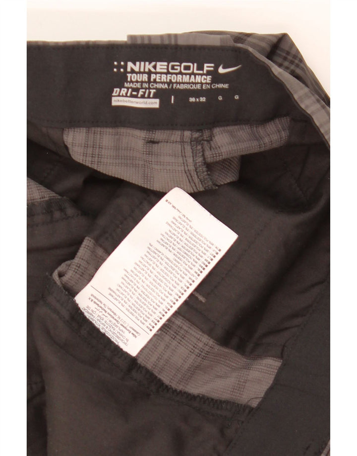 Мужские прямые брюки чинос NIKE Dri Fit W36 L32 серого цвета в клетку из полиэстера