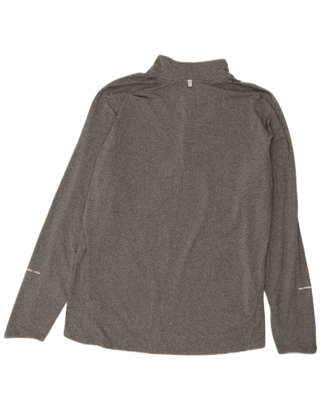 Мужской топ Nike Dri Fit с воротником на молнии и длинным рукавом XL, серый полиэстер с крапинками