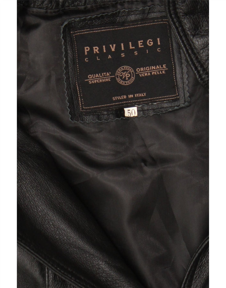 Privilegi Женское кожаное пальто оверсайз с капюшоном IT 50 XL Черное кожаное