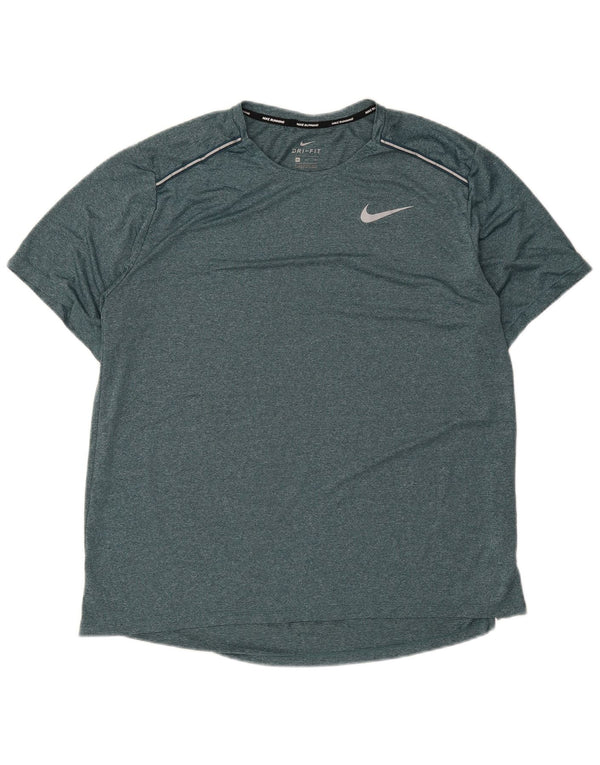 Мужская футболка для бега Nike Top XL, зеленый полиэстер с крапинками, спортивная
