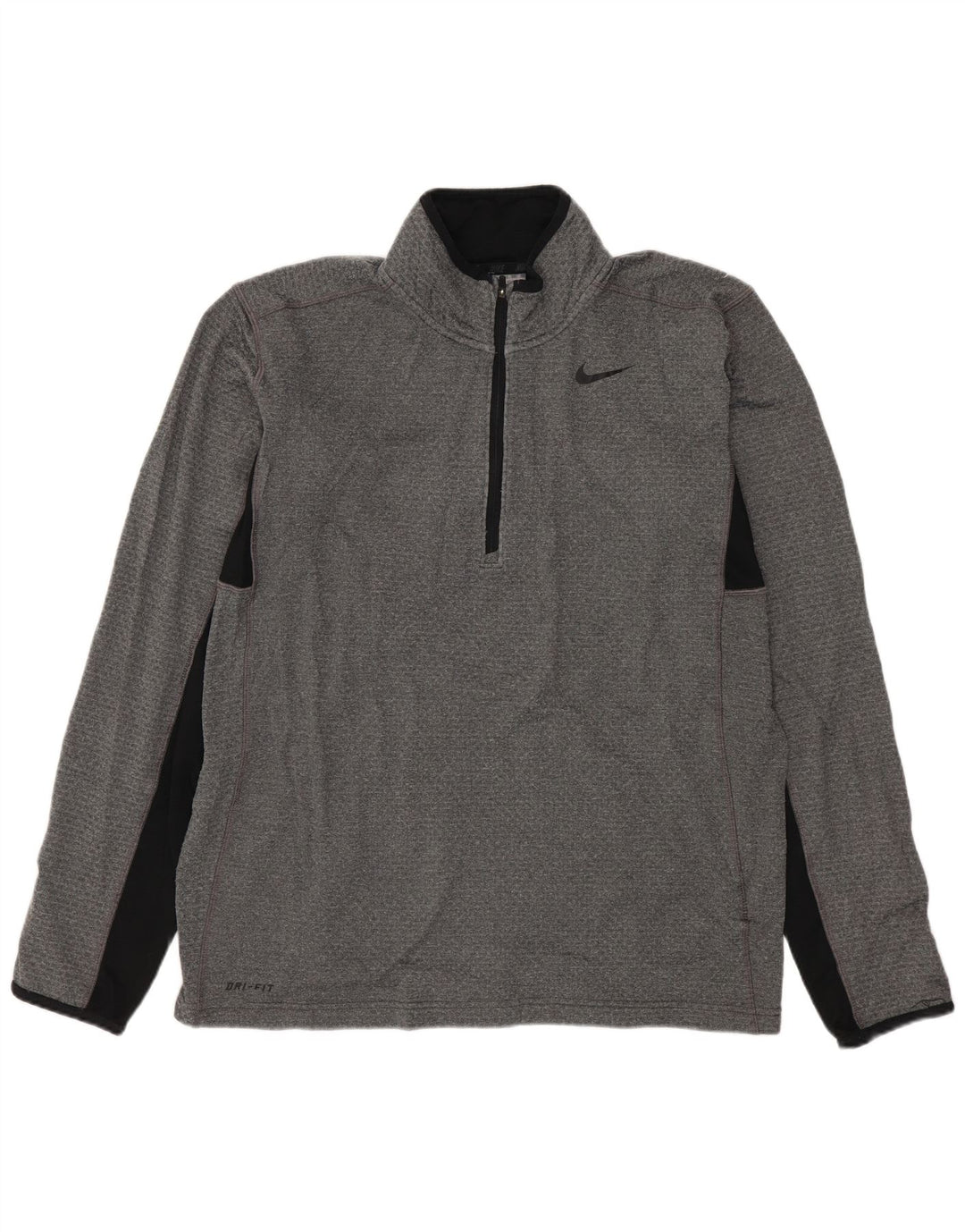 Мужской пуловер с воротником на молнии NIKE Dri Fit, спортивный костюм среднего серого цвета с цветными блоками