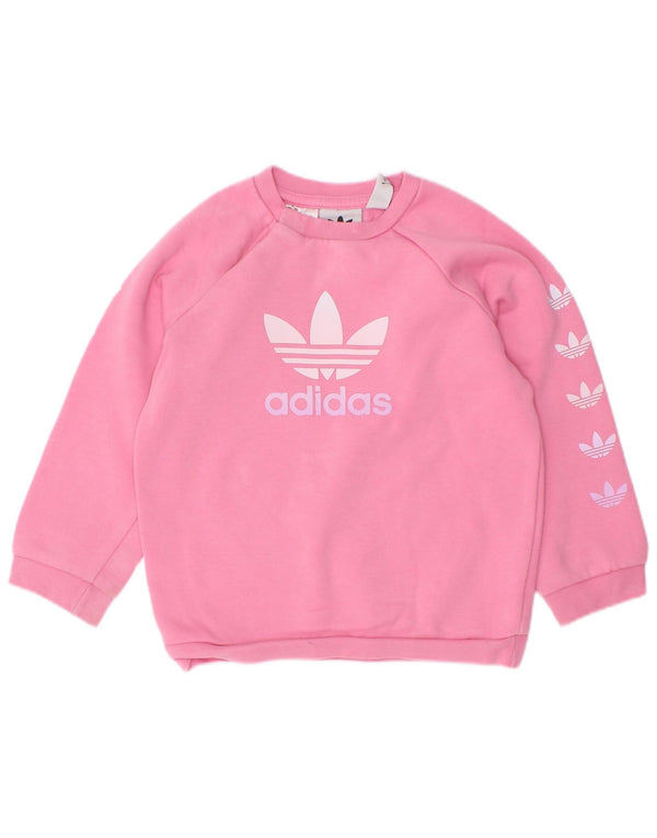 Джемпер с рисунком Adidas для маленьких девочек 12–18 месяцев, розовый хлопок