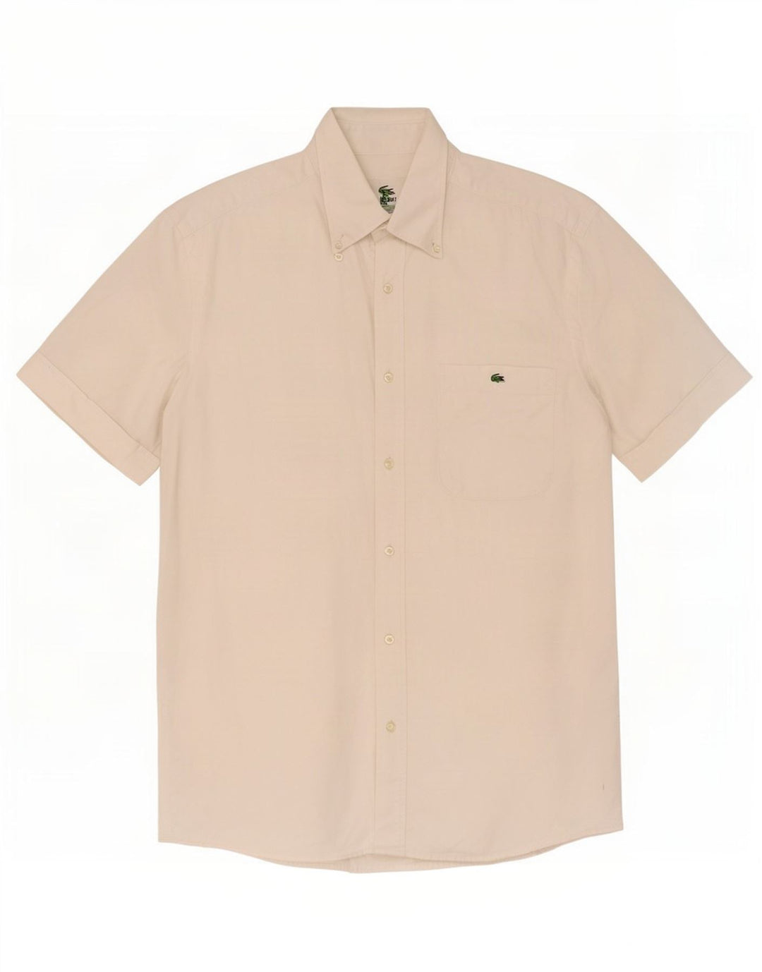 Мужская рубашка с коротким рукавом Lacoste, размер 39, средний белый хлопок