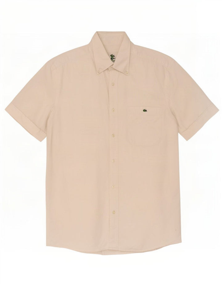 Мужская рубашка с коротким рукавом Lacoste, размер 39, средний белый хлопок