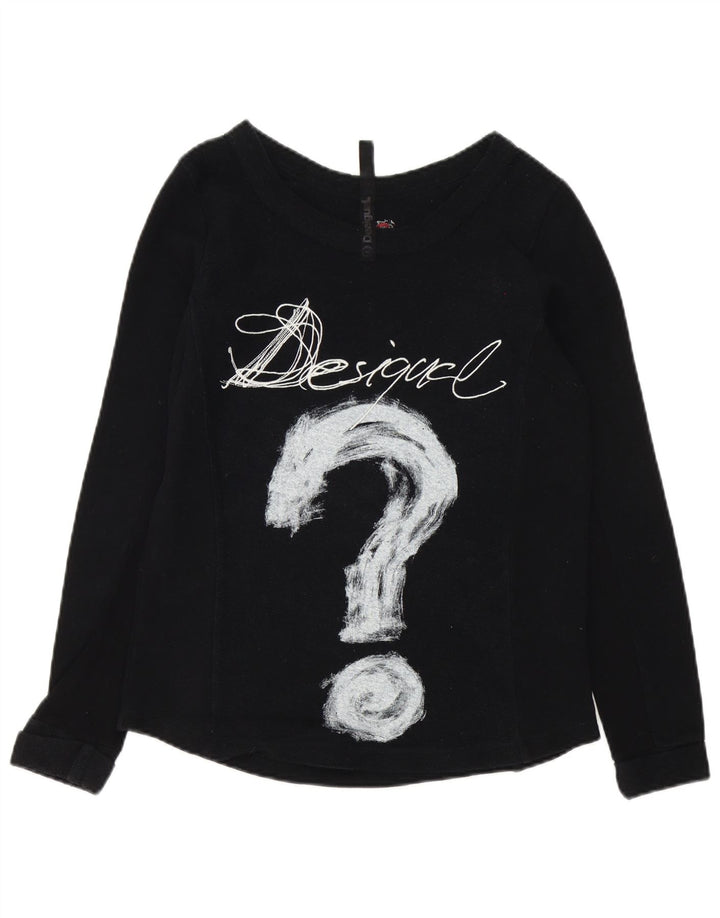Женский топ с рисунком Desigual, длинный рукав, UK 14, средний черный, хлопок