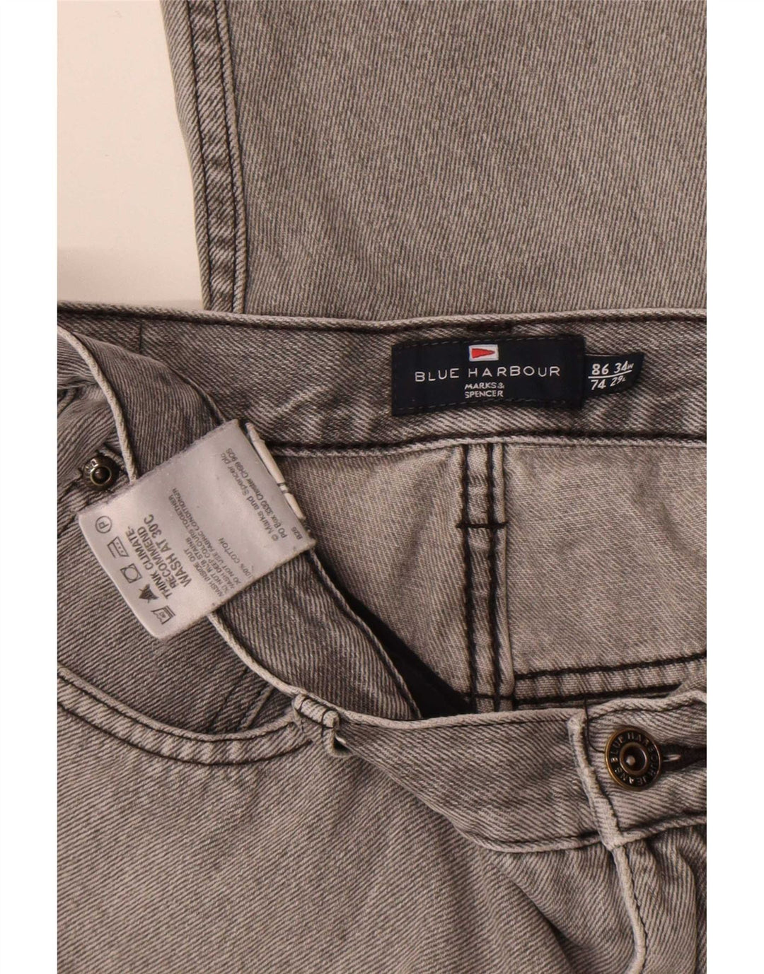 Мужские синие капри Marks & Spencer W34 L23 серые, хлопковые