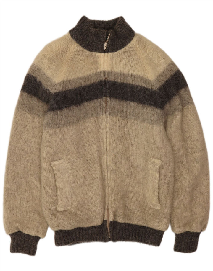 Мужская вязаная куртка-бомбер Alafoss Icewool UK 40, большая серая зимняя с цветными блоками