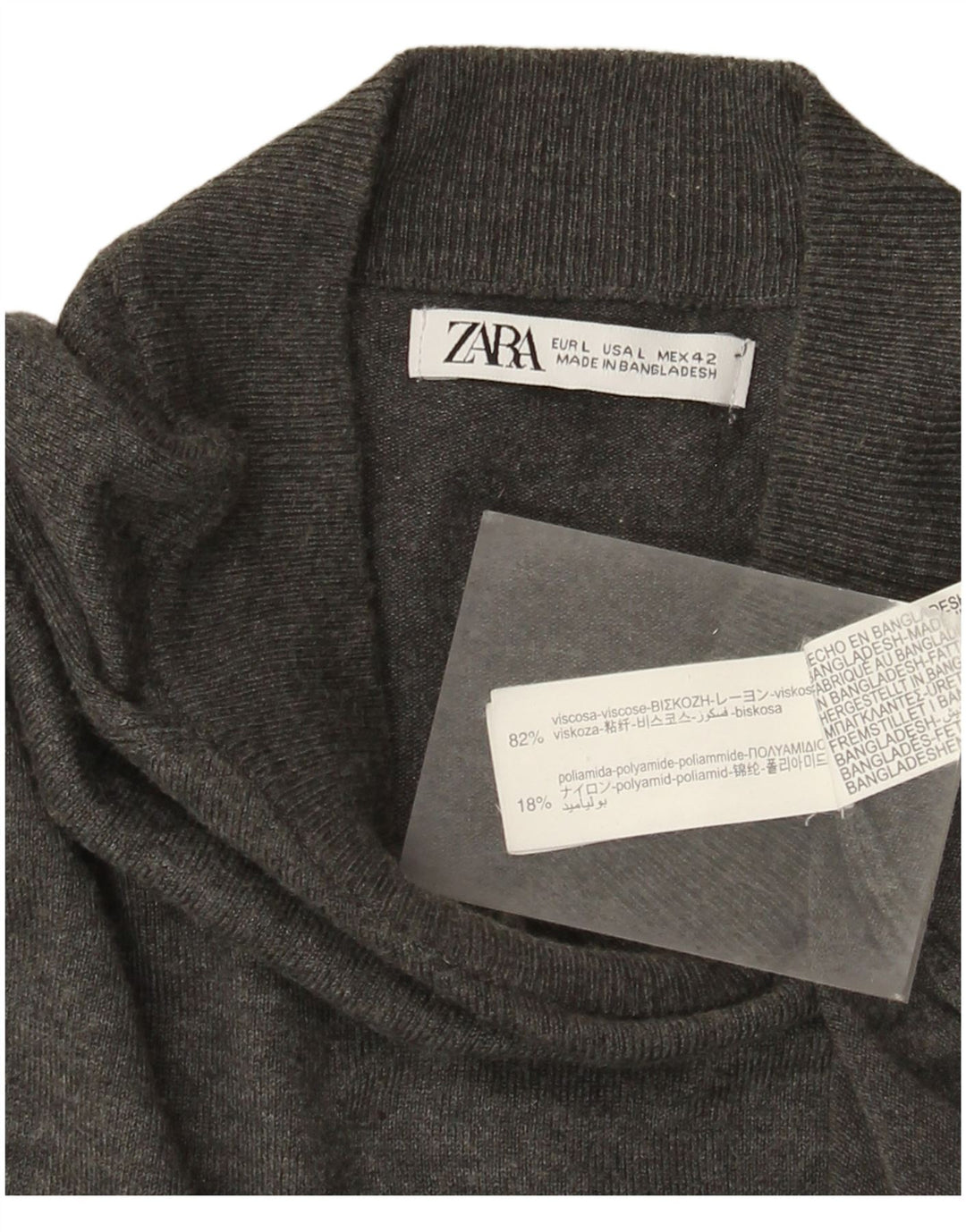 Мужской джемпер с высоким воротником Zara, большой серый вискозный свитер