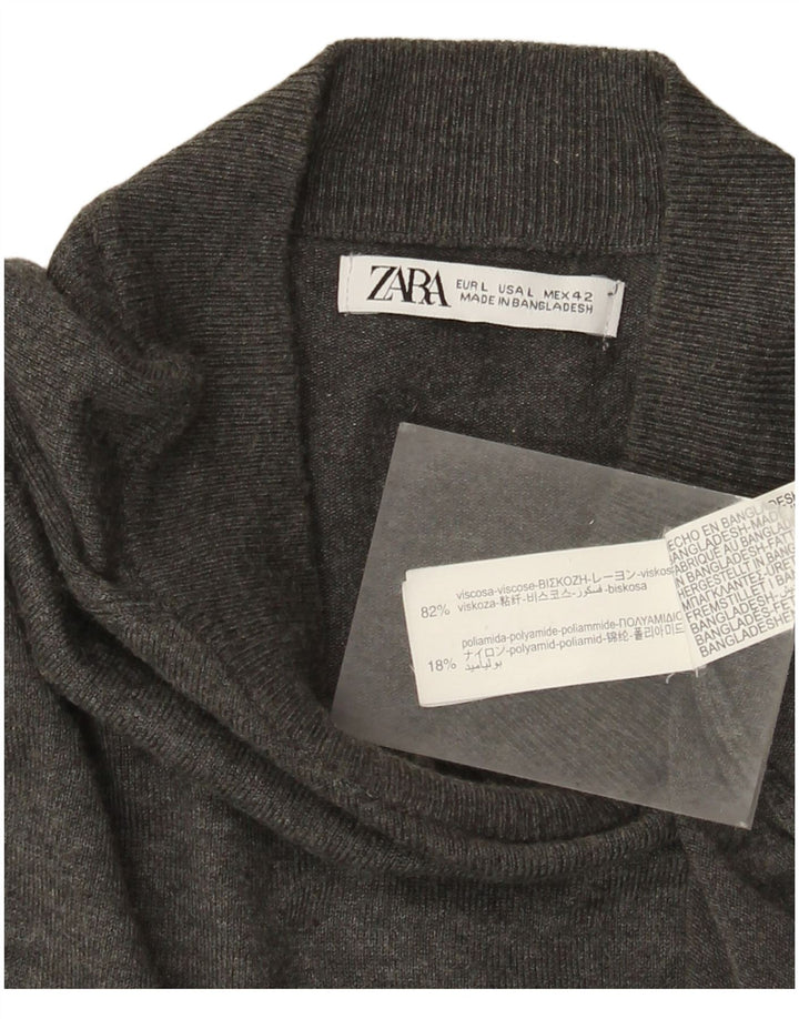 Мужской джемпер с высоким воротником Zara, большой серый вискозный свитер