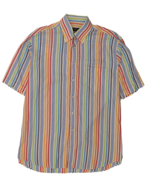 Paul & Shark Mens Short Sleeve Shirt Size 44 XL Multicoloured Striped