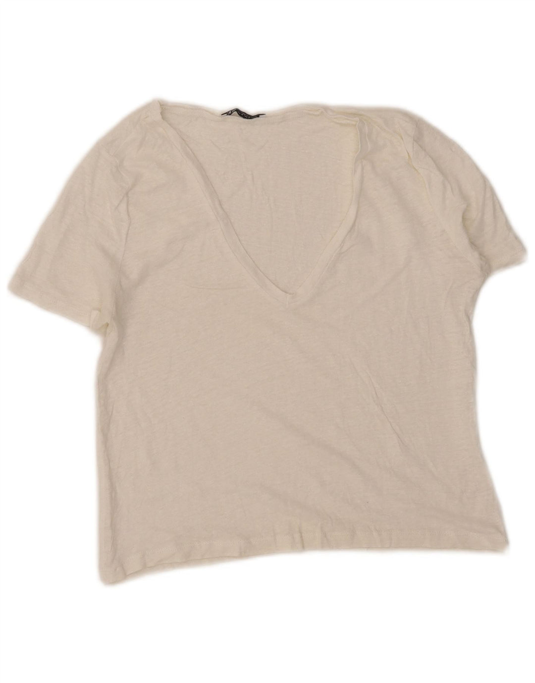 Женская укороченная футболка Zara UK 12, средний белый