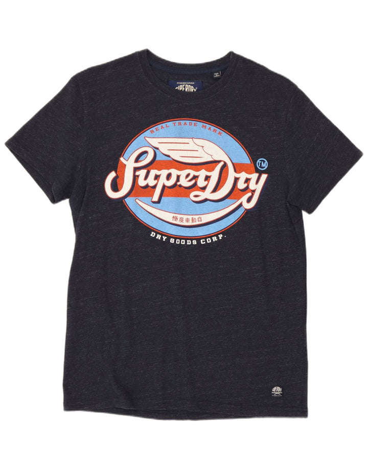 Мужская футболка с рисунком Superdry, средний темно-синий, хлопок