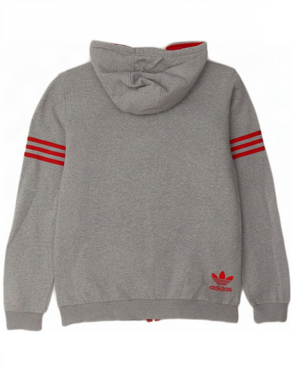 Мужской свитер с капюшоном Adidas на молнии с графическим рисунком, средний серый хлопок с крапинками