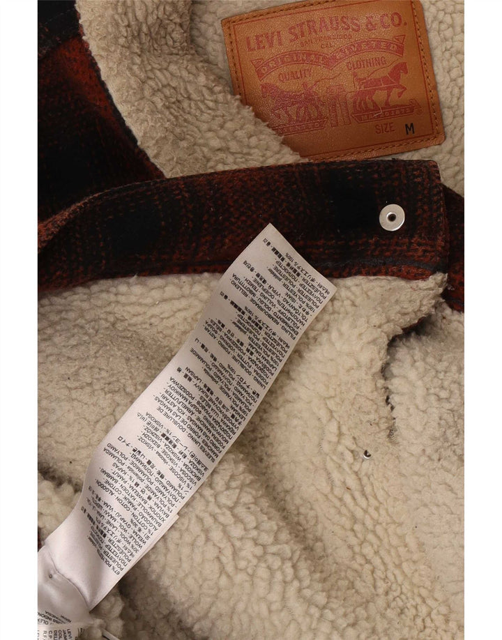 Мужская куртка Levi's Sherpa UK 38, средний красный полиэстер в клетку