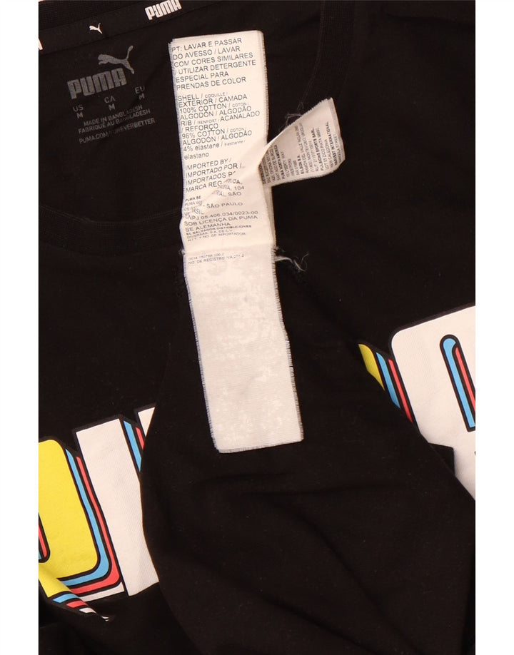 Мужская футболка с графическим рисунком PUMA, средний черный хлопок, спортивная