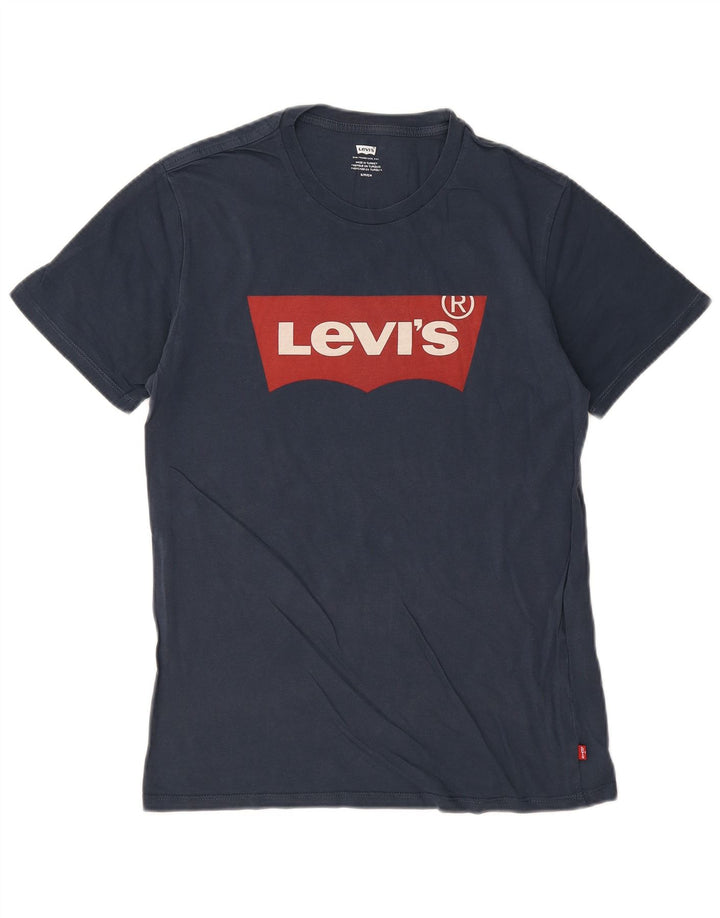Мужская футболка с рисунком Levi's, маленький размер, темно-синий, хлопок