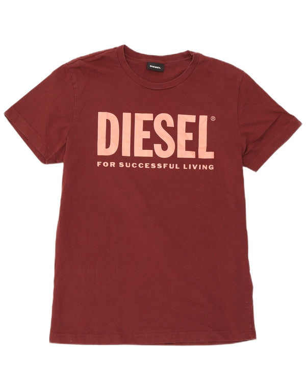 Мужская футболка с рисунком Diesel Top Medium Burgundy Cotton