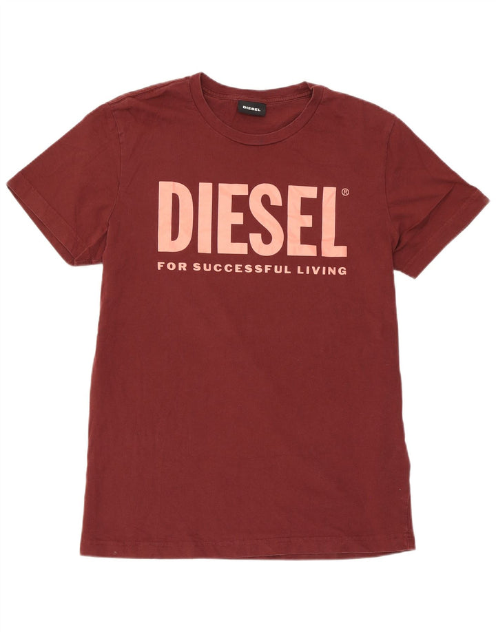 Мужская футболка с рисунком Diesel Top Medium Burgundy Cotton