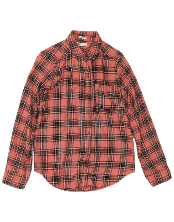Женская фланелевая рубашка бойфренда Hollister, Великобритания, 10 шт., маленькая розовая клетка в вискозу