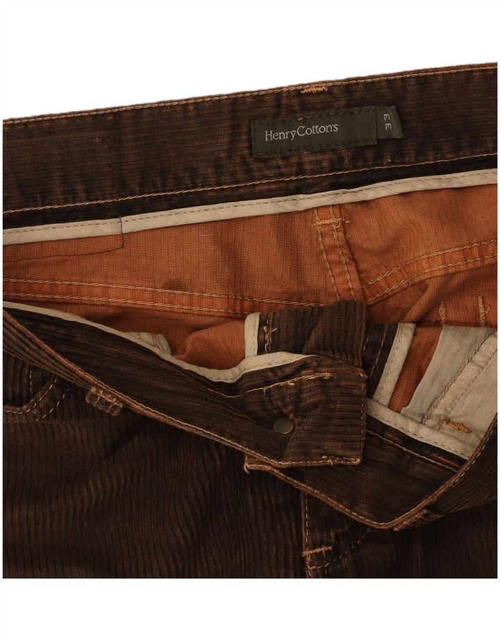 HENRY COTTONS Мужские прямые вельветовые брюки W33 L30 коричневые