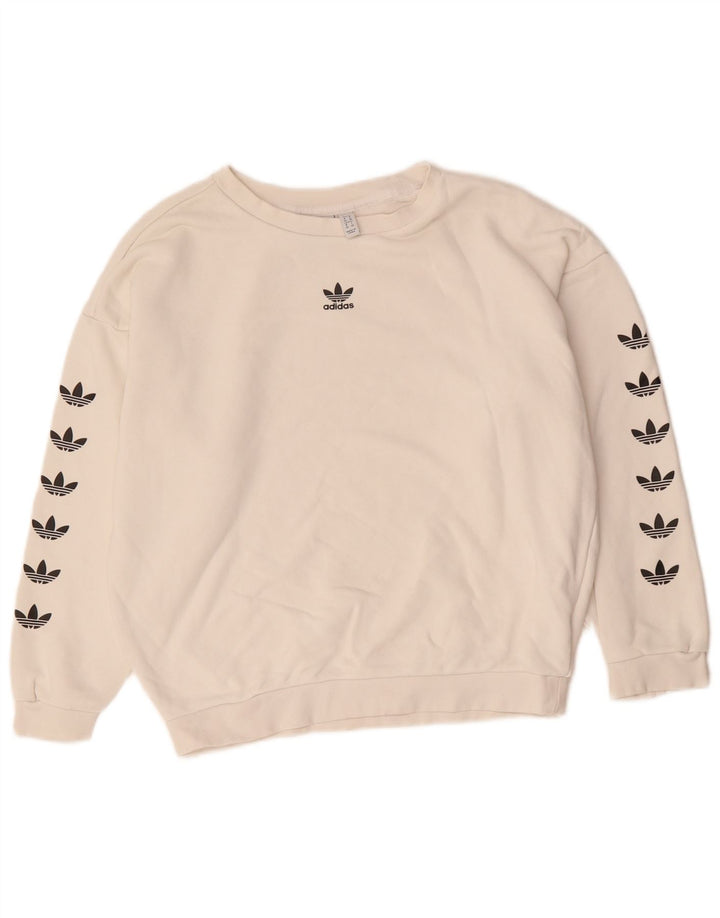 Женский укороченный свитшот с рисунком Adidas Oversized UK 8, маленький белый