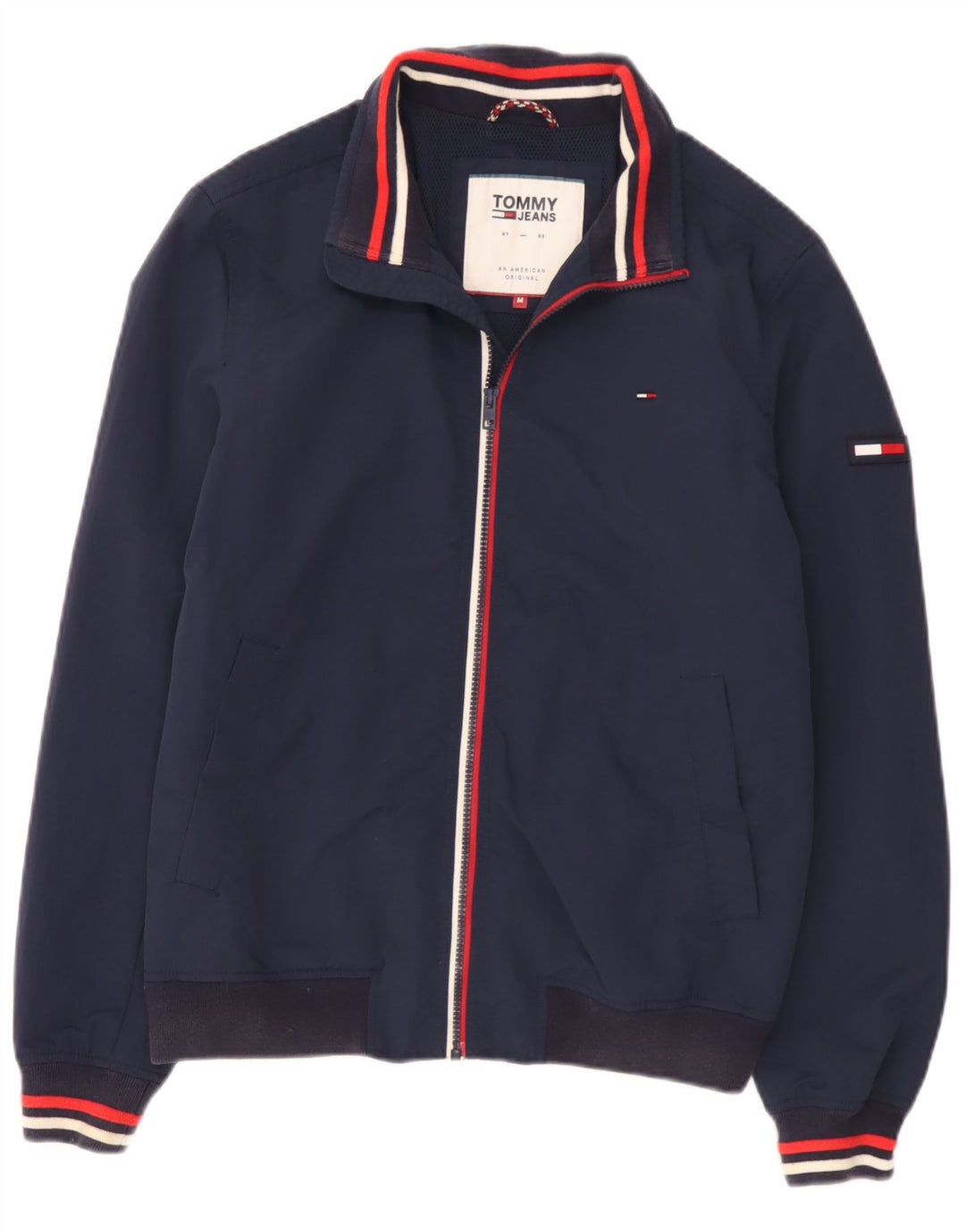 Мужская куртка-бомбер Tommy Hilfiger UK 38, средний темно-синий в полоску, полиамид