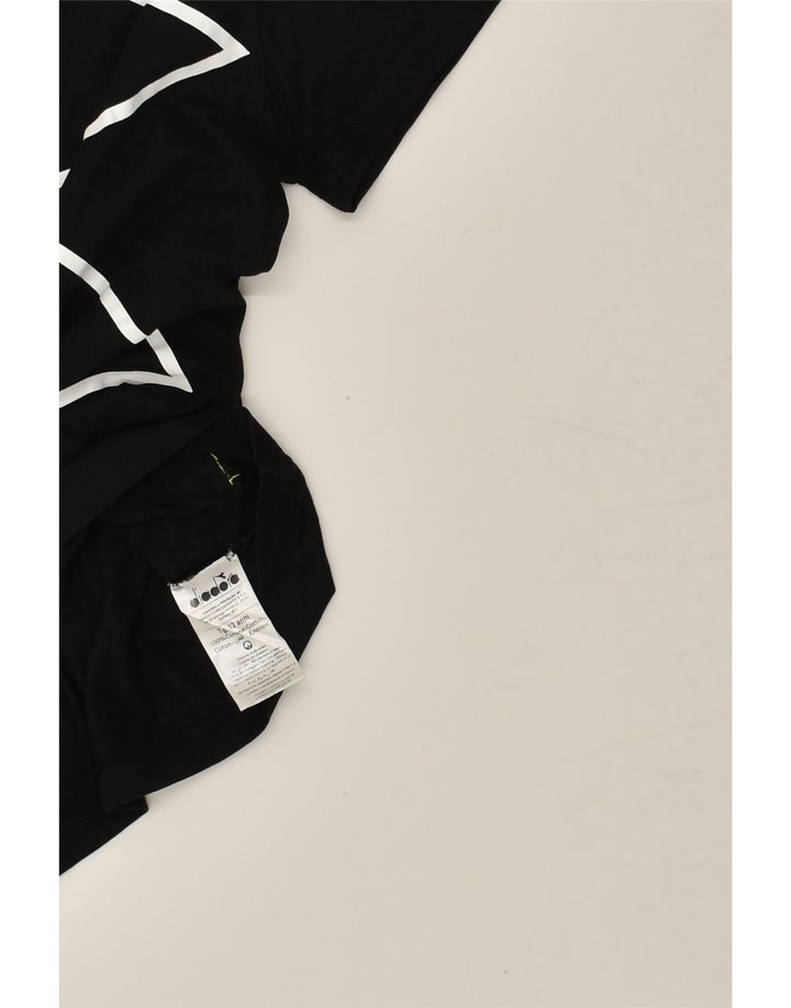 DIADORA Boys Graphic T-Shirt Top 11-12 Years Black Cotton | Vintage Diadora | Thrift | Second-Hand Diadora | Used Clothing | Messina Hembry 