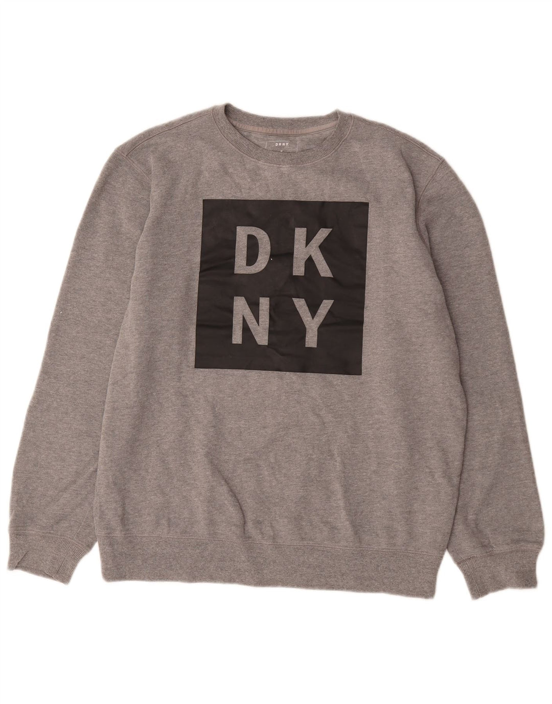 Мужской свитшот с рисунком Dkny, хлопковый джемпер среднего серого цвета в крапинку