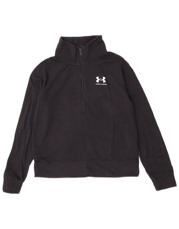 Женский спортивный пуловер с воротником на молнии Under Armour, топ UK 10, маленький черный