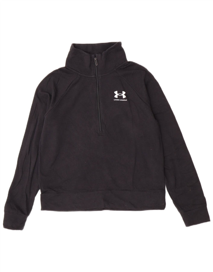 Женский спортивный пуловер с воротником на молнии Under Armour, топ UK 10, маленький черный