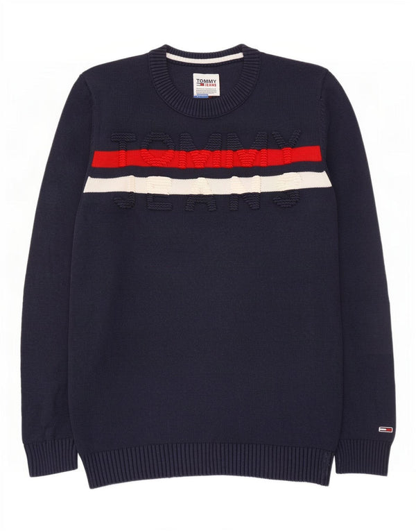 Мужской джемпер с круглым вырезом Tommy Hilfiger, маленький темно-синий с цветными блоками