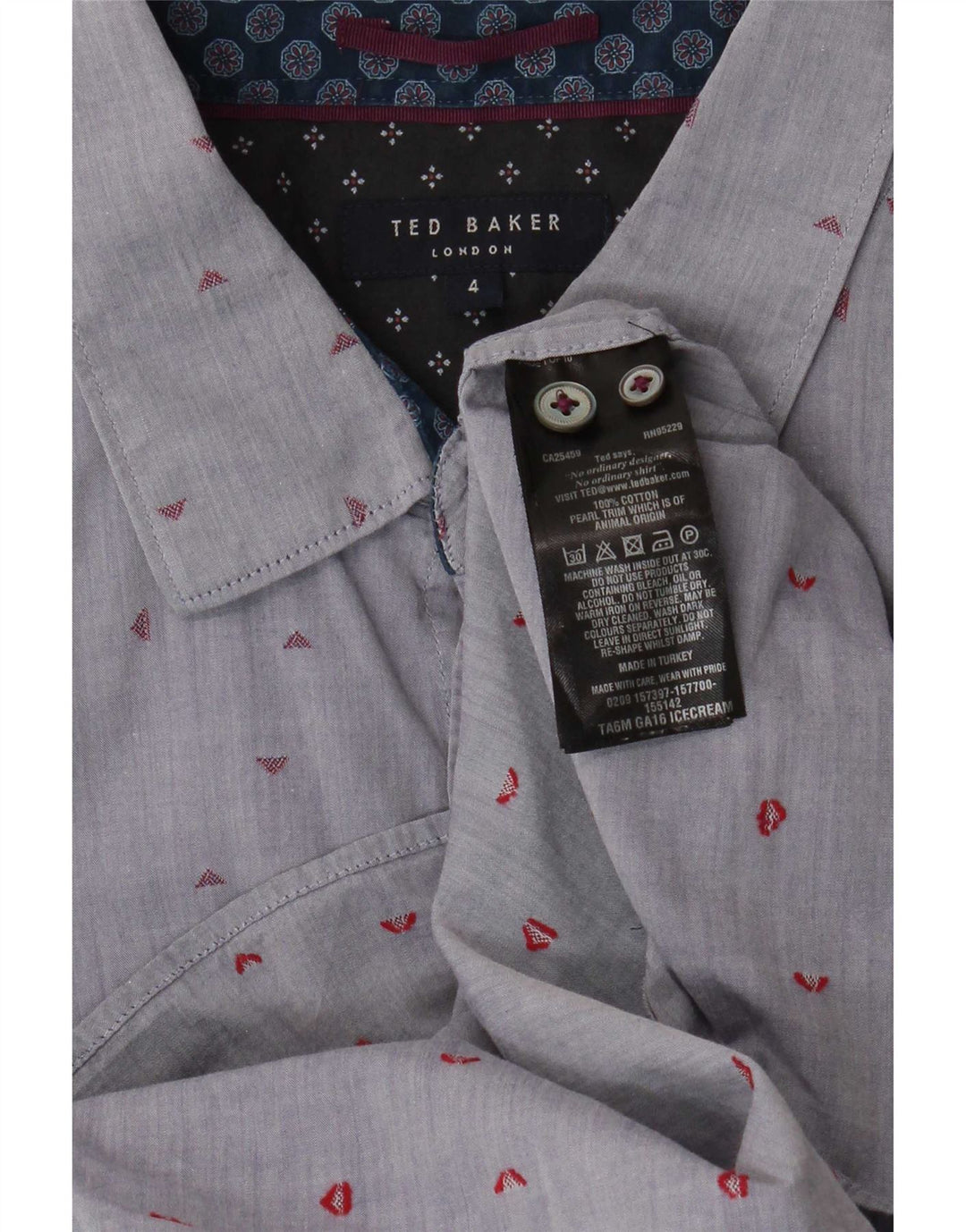 Мужская рубашка Ted Baker, размер 4, большая синяя пятнистая хлопковая рубашка