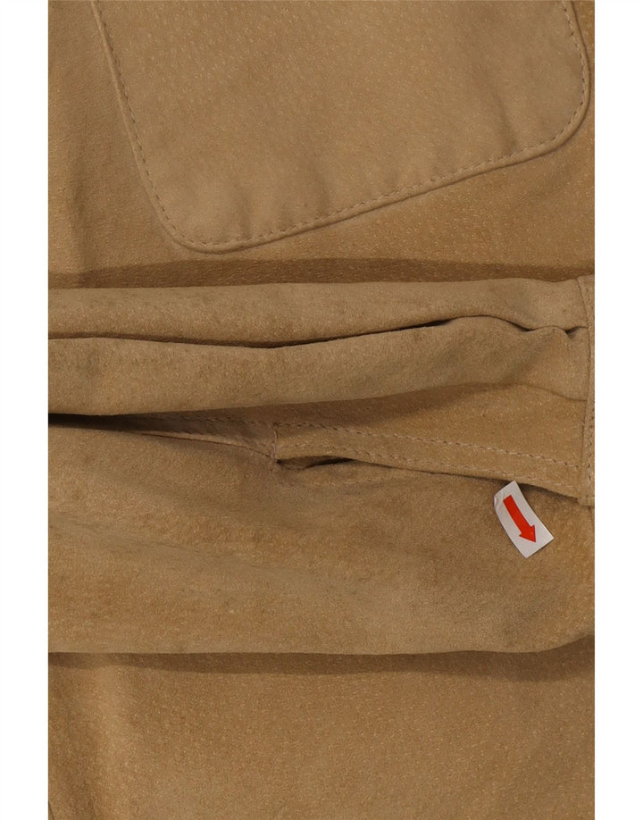 Мужская замшевая рубашка Benetton среднего бежевого цвета из кожи