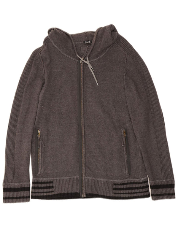 Женский свитер с капюшоном на молнии Dolce & Gabbana UK 14, большой серый хлопок