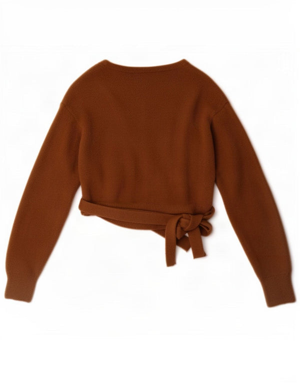 Женский укороченный кардиган с запахом Zara UK 12, нейлон среднего коричневого цвета