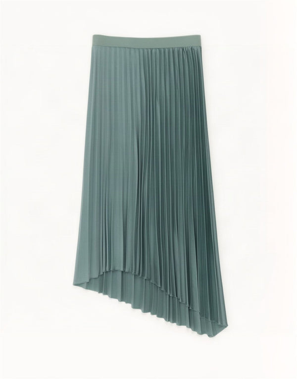 Женская асимметричная плиссированная юбка Zara Medium W28, зеленый полиэстер