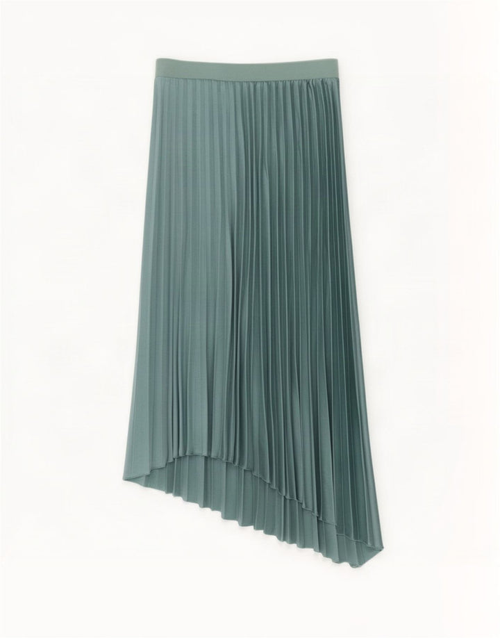 Женская асимметричная плиссированная юбка Zara Medium W28, зеленый полиэстер