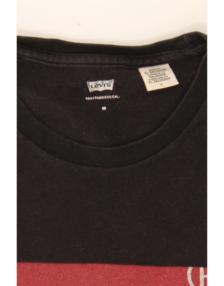 LEVI'S Mens Graphic T-Shirt Top Medium Black Vintage Levi's and Second-Hand Levi's from Messina Hembry 
