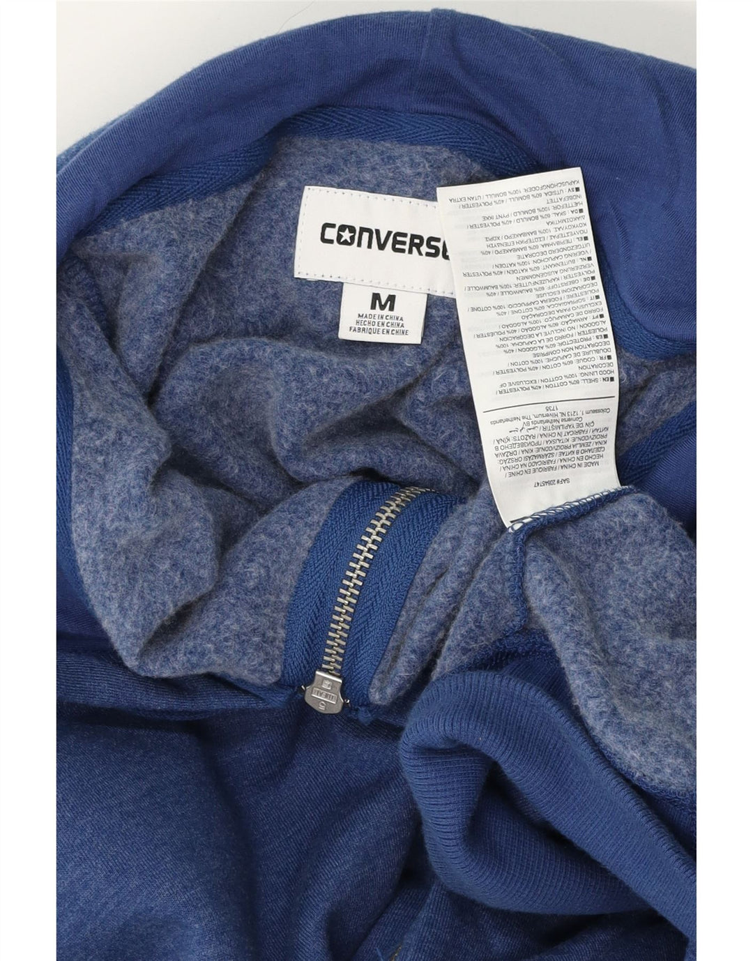Converse Мужской свитер с капюшоном и молнией с графическим рисунком, средний, темно-синий, хлопковый