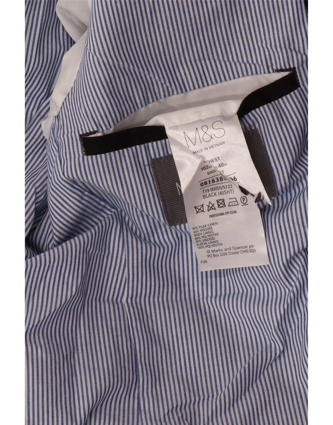 Мужской пиджак на двух пуговицах MARKS & SPENCER UK 40, большой черный льняной пиджак