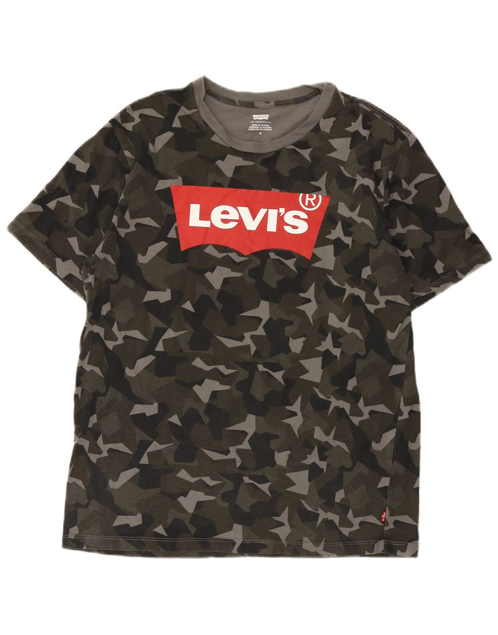 Мужская футболка с рисунком Levi's, средний цвет, камуфляж цвета хаки