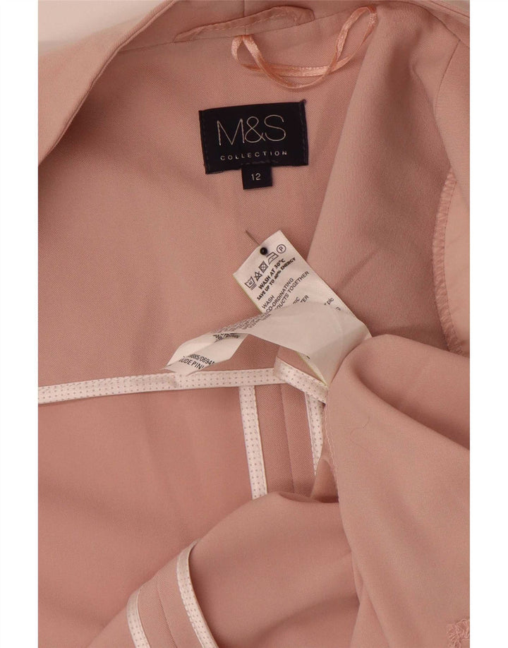 Женский открытый пиджак Marks & Spencer UK 12, полиэстер среднего розового цвета