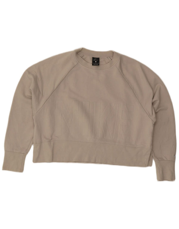 Женский укороченный свитшот с графическим рисунком NIKE UK 14, средний бежевый