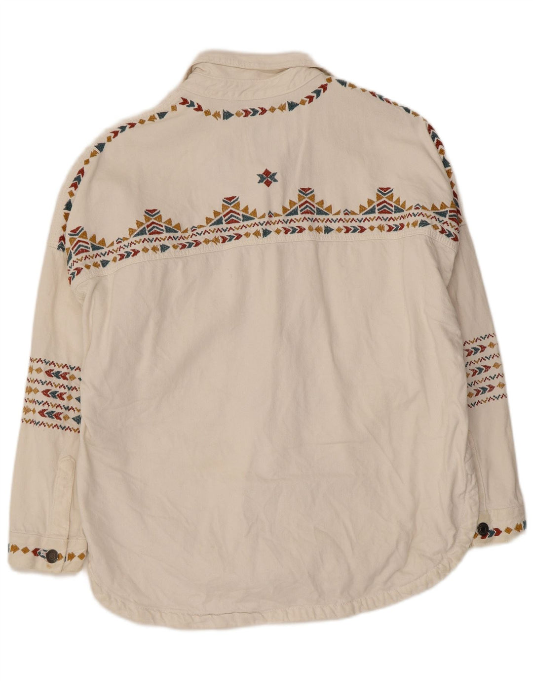 Женская рубашка оверсайз Zara UK 10, маленький размер, белый хлопок с геометрическим рисунком